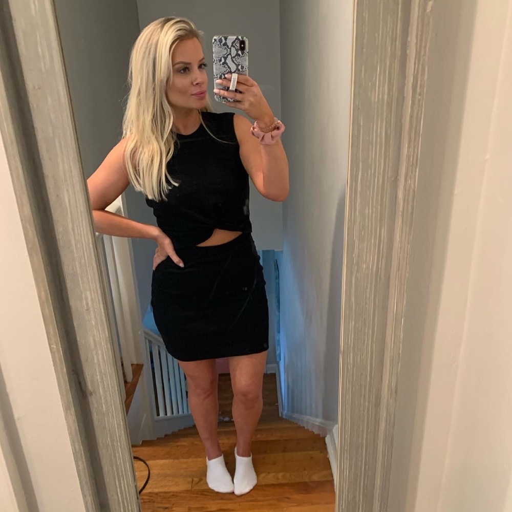 Black cotton cropped cut out dress size S